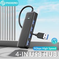 PHIXERO Type C ฮับยูเอสบี3.0อะแดปเตอร์ฮับ USB 4ตัวแยกพอร์ตด็อกต่อขยายบางเฉียบอะแดปเตอร์ OTG อุปกรณ์เสริมสำหรับคอมพิวเตอร์พีซี