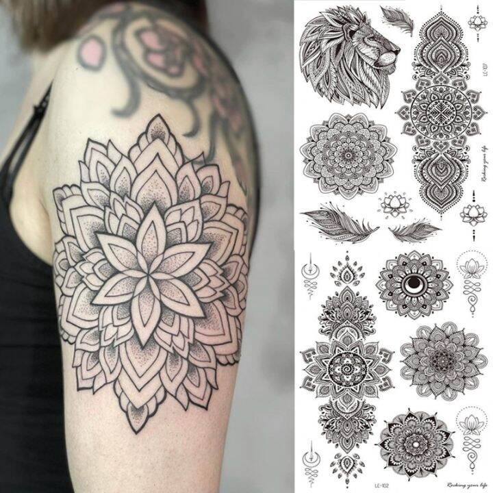 waterproof-black-temporary-tattoo-stickers-arm-chest-water-transfer-fake-tattoos-mandala-lion-feather-women-men-body-art-tatoo