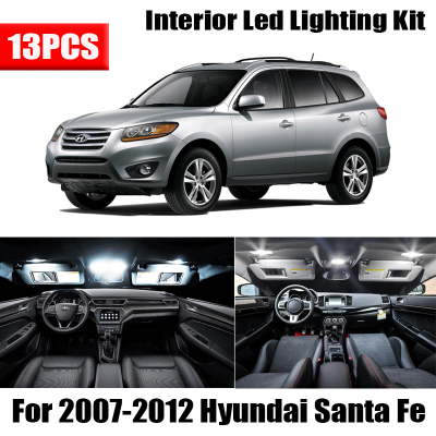 13 Bulbs White LED Car Map Dome Ceiling Light Interior Kit For Hyundai Santa Fe 2007-2010 2011 2012 Cargo Courtesy License Lamp