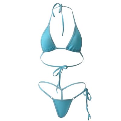 [Cos imitation] ไมโครบิกินี่ใหม่เซ็กซี่สลิงสีทึบสามเหลี่ยมลูกไม้ทองสาวชายหาดสปาชุดว่ายน้ำผู้หญิงชุดว่ายน้ำ Biquini บิกินี่ Monokini