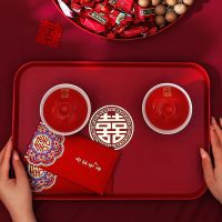 [COD] Wedding fruit plate happy sugar living room red festive toast tray wedding wedding supplies complete set