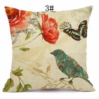 Hand-Painted Bird Print Pillow Case Home Sofa Zippered Throw Pillow Cover Decorative Cushion Cover 45x45cm