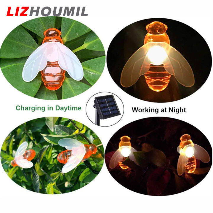 lizhoumil-สายไฟพลังงานแสงอาทิตย์20led-เส้นสายไฟกันน้ำผึ้งจำลองสำหรับตกแต่งคริสต์มาสสวนกลางแจ้ง