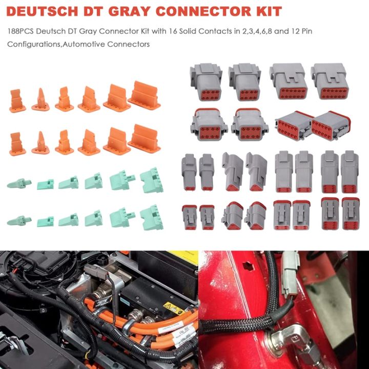 188pcs-deutsch-dt-gray-connector-kit-with-16-solid-contacts-in-2-3-4-6-8-and-12-pin-configurations-automotive-connectors
