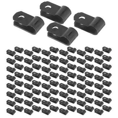 1000 Pcs 1/4 Inch Black Nylon R-Type Cable Clips for Mounting Indoor Outdoor Rope Light Electrical Wire Clamp Fastener