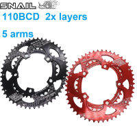 หอยทาก 110 BCDรูปไข่ 50 ครั้ง 35 ครั้งคู่Chainring 2 ชั้นความเร็วสำหรับShimanoจักรยานถนนจักรยานพับเบาจักรยานแผ่นฟัน 35 50 ฟัน