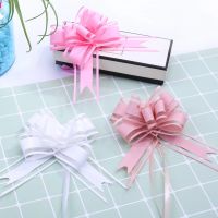 100pcs Large Size 50mm white solid color Pull Bow Gift Packing flower bow Bowknot Opening ceremony Party wedding car decoration