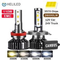 Car Headlight For 24V Truck 3000K 4300K 6000K 8000K 9005 HB3 9006 HB4 880 881 H1 H8 H11 Bulb Canbus EMC H4 H7 LED Light 12V 110W Bulbs  LEDs  HIDs