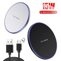 15W10W Wireless Charger Pad for iPhone 14 13 12 Pro Max X Samsung Xiaomi Phone Qi Chargers Induction Fast Charging Dock Station