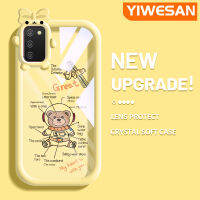 YIWESAN เคส A03 A04E A03s A02s สุดสร้างสรรค์ลายการ์ตูนน่ารักนักบินอวกาศหมีขอบนุ่มสีสันสดใสเคสกันกระแทกใสเคสโทรศัพท์ซิลิโคนเนื้อนิ่มทนทานต่อการตก