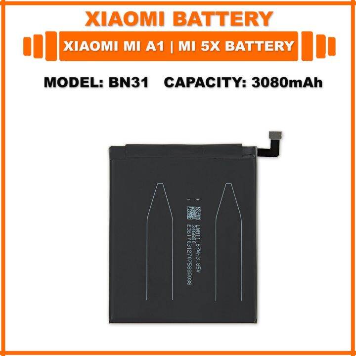 แบตเตอรี่-แท้-original-xiaomi-mi-a1-m5x-battery-model-bn31-3080mah-ส่งตรงจาก-กทม-รับประกัน-3เดือน