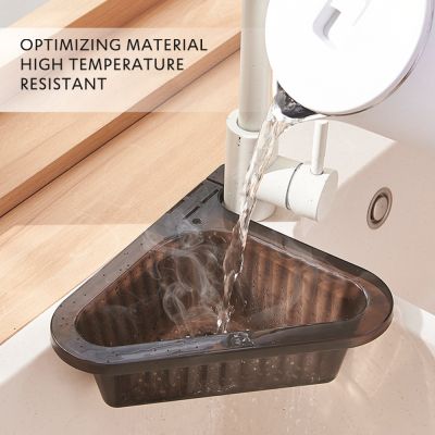 【CC】 Triangular Sink Drain Basket Faucet Hanging Strainer Adjustable Extendable Filter Sponge Storage