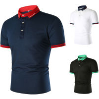 ฤดูร้อนรุ่นใหม่แขนสั้น T เสื้อเชิ้ตลายทางสีตัดกันผู้ชายลำลองแขนสั้น POLO เสื้อท่อนบน