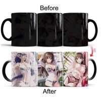 Lovely Long Hair Sexy Anime Girl Mug 350ml Color Changing Heat Sensitive Ceramic Mug Home Hot Coffee Mugs