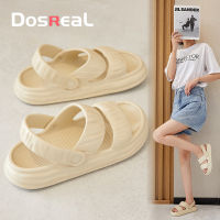 DOSREAL รองเท้าแตะสีขาวสำหรับผู้หญิง,รองเท้าแตะชายหาด MODE Korea กันลื่นรองเท้าฤดูร้อนสำหรับผู้หญิงกันน้ำได้มี2สายรัดรองเท้าแตะมัฟฟิน