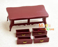 Mini dollhouse Mini-furniture accessories mahogany curve coffee table coffee table drawer