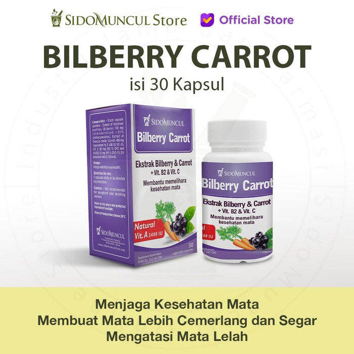 SIDOMUNCUL Bilberry Carrot Bilberry Obat Mata Isi 30 Kapsul Lazada