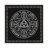 Tarot Tablecloth Constellations Divination Altar Cloth Witchcraft Supplies Display Mat With Triquetra Pagan Wheel Painted Black