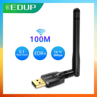 EDUP อะแดปเตอร์บลูทูธ USB อะแดปเตอร์ Bluetooth5.1 100เมตรระยะยาวบลูทูธ Dongle EDR รับไร้สายโอนสำหรับ PC และสก์ท็อป