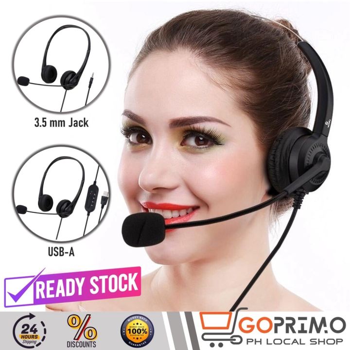 【hot Sales】 Headset With Microphone Noise Cancellation Headphone Mic Cancelling Usb A35 Mm 6962