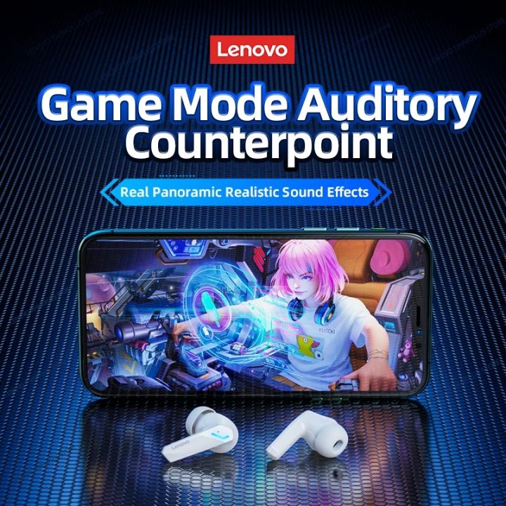 lenovo-gm2-pro-tws-gaming-หูฟัลูทูธ-bluetooth-5-3-latency-ต่ำชุหูฟังไร้สายพมโครโฟน3d-สเตอรอเบส-true-wireless-gamer-หูฟัง