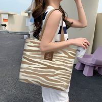 HOT14★Women Canvas Tote Bag Geometric Pattern Korean All-match Large Shoulder Handbags Luxury Designer Shopping Bag Sacs à Main