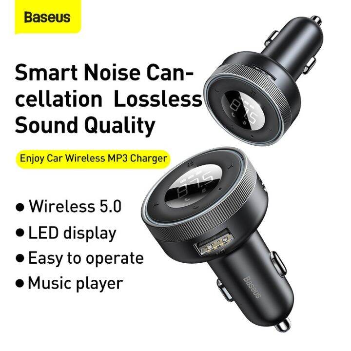 baseus-อุปกรณ์ชาร์จ-mp3-บลูทูธ-5-0-แบบ-dual-usb-สําหรับรองรับโทรศัพท์มือถือ