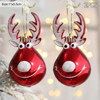 2PCS Christmas Ornaments Creative Christmas Tree Ornaments Elk Xmas Balls Pendants 2022 New Year Gift Party Decor Navidad