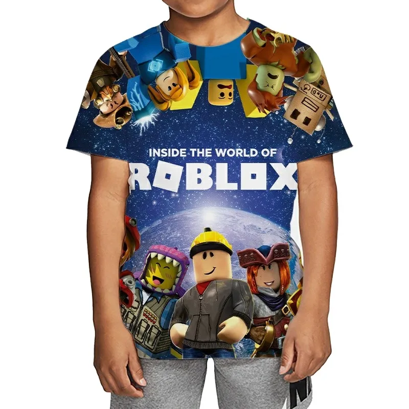 Kids Terno Roblox T-shirt for Girls Game Cartoon Print Shirt