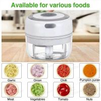 Mini Electric Chopper 100ML Cordless Meat Grinder Portable Food Blender Kitchen with Vegetable Blade for Baby Garlic (White)