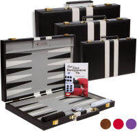 Get The Games Out Top Backgammon Set - Small 11" Travel Size Classic Board Game Case - Best Strategy &amp; Tip Guide (Black, Small) Small Black