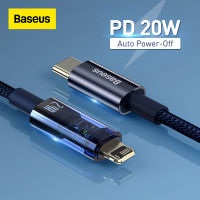 Baseus Auto Power-Off 20W PD สายชาร์จ USB Type C,สำหรับ iPhone 14 13 Pro Xs Max ชาร์จเร็วสำหรับ MacBook iPad Pro