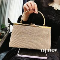 Homemade shiny pleated large-capacity handbag womens small bag cross-body bag dinner party bag dress bag 【JYUE】