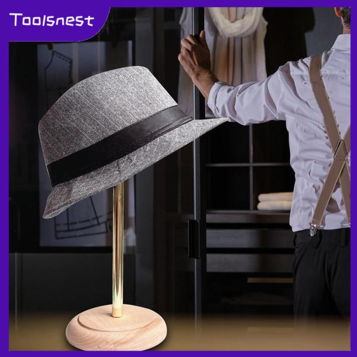 toolsnest-ชั้นแขวนหมวกตั้งโต๊ะแบบปรับได้ร้านเสริมสวยที่บ้านพร้อมฐานที่มั่นคงทำจากไม้โลหะแข็งแรง