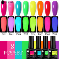 UR SUGAR 8ชิ้น/เซ็ต Neon Reflective Glitter Gel Set Glow In Dark Fluorescent UV Gel Semi Permanent Nail Art Glitter Gel Polish