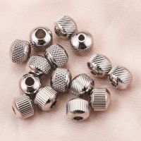 4 5 6 7 8mm Stainless Steel Grid Tire Beads Round Loose Spacer Bead for Necklace Charms Bracelet Jewelry Making Wholesale