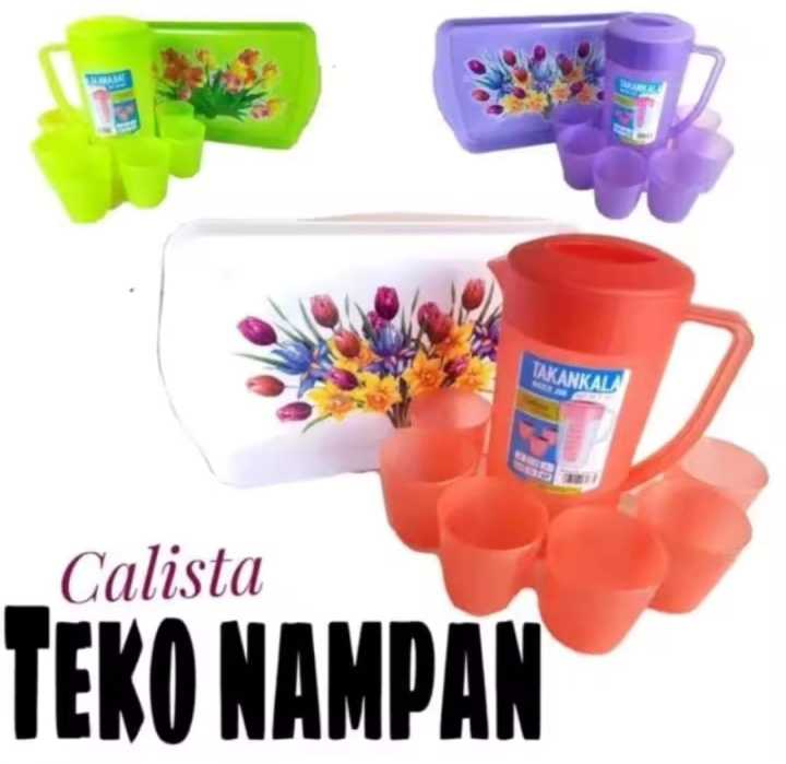 Paket Combo Calista Takankala Teko Set Of 7 Pcs Water Jug Teko Dan Gelas Teko Plastik 6979