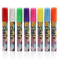 ชอล์กคณะกรรมการสีชอล์กคณะกรรมการสีแห้งเร็ว8สีสดใสชอล์กคณะกรรมการสี Erasable หน้าต่างเครื่องหมายชอล์กปากกาสำหรับกระจกกระเบื้องหิน Blackboards ออกแบบ