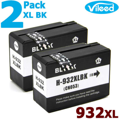 2 Pack 932XL BK Ink Cartridge 932 XL Black High Capacity Print Inkjet Compatible for HP Officejet 6100 6600 6700 7110 7510 7512 7610 7612 Color Printer