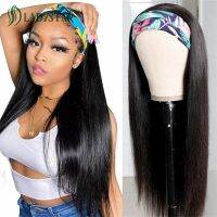 【YD】 Womens Headband Wig Human Hair Scarf 180  Density  Straight Wigs hair for