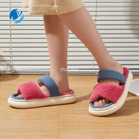 Mo Dou 2022 Spring Summer New Matching Color Women Sandals One Line Hemp Cotton Mens Shoes Couples Fluffy Fur Slides Couples