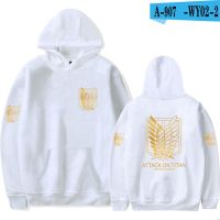 Unisex Anime Attack on Titan Long Sleeve Loose Hoodie Men Sweatshirts Autumn Hip Hop Hooded Casual White Pullovers Size XS-4XL