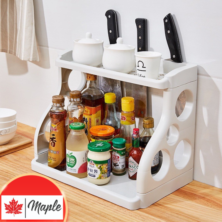 (MAPLE SHOP) Multifunctional 2Layer Kitchen Condiments Shelf Storage