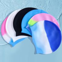 Silicone Adult Waterproof Swimming Cap Gradient Color Dry Hair Swim Cap for Men Women Protect Ears Swim Hat Swimming Accessories Swim Caps