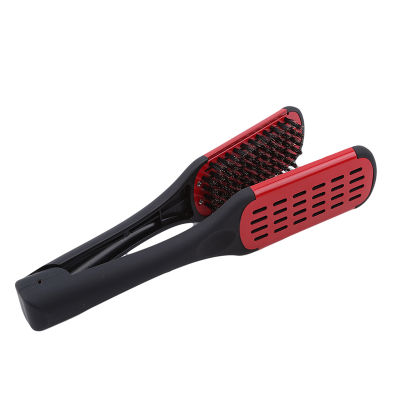 1Pcs 2020 New Hot Sale Hair Straightener Ceramic Straight Hair Double Brush V-shaped Comb Clip Painless Styling Tools