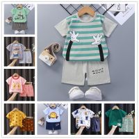 COD SDFGERTERTEEE Kids Tshirt Terno For baby Boy Summer Cotton Short Sleeve Set Cute Dinosaur Pattern 73cm-120cm