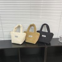 Niche Corduroy Bucket Bag Leisure Travel Plush Small Cute Handbag Tote Solid Color 【AUG】