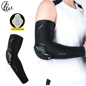 Free Shipping Basketball Sleeve With Elbow Pads Protector Black Basketball  Arm Sleeve Anti-Shock Stretch Padded Arm Sleeves