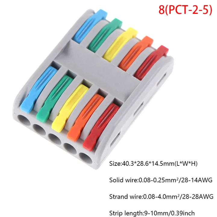 ⚙SME🔩5PCS Wire Connectors PCT-222 Terminal Block Conductor SPL-2/3 Push ...