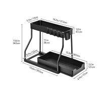 ชั้นวางของในห้องน้ำลิ้นชักชั้นวางของ2ชิ้นสำหรับห้องครัวภายใต้ที่เก็บของในอ่างล้างจานชั้นซิงค์ตู้เก็บของอเนกประสงค์